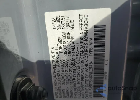 2022 Honda Cr-V Exl from USA, damaged, VIN 5J6RT6H8XNL028724